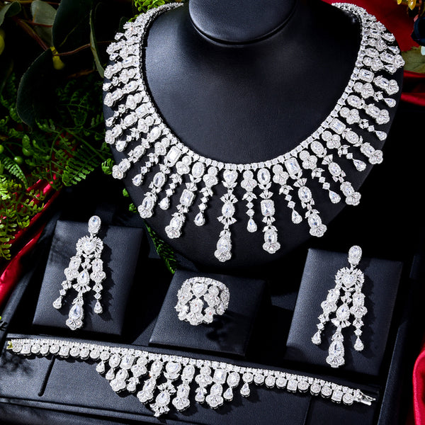 Luxury Princess 4PCS Tassels Statement Jewelry Set For Women