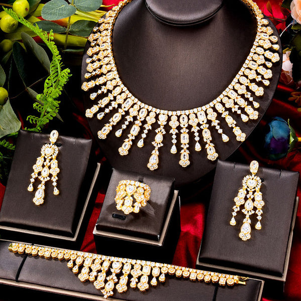Luxury Princess 4PCS Tassels Statement Jewelry Set For Women