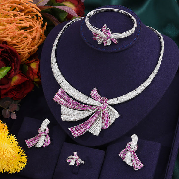 Luxury Ribbon Bowknots African Jewelry Sets For Women