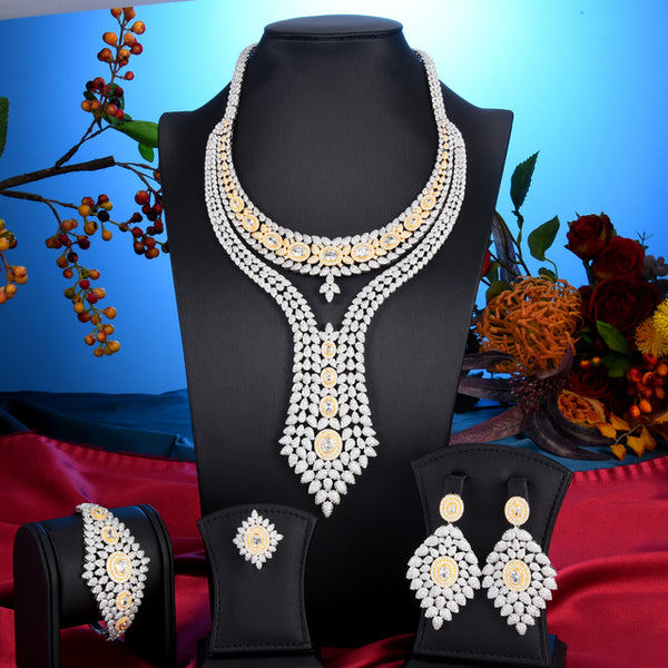 Luxury Trendy Double Layer Nigerian Jewelry sets For Women