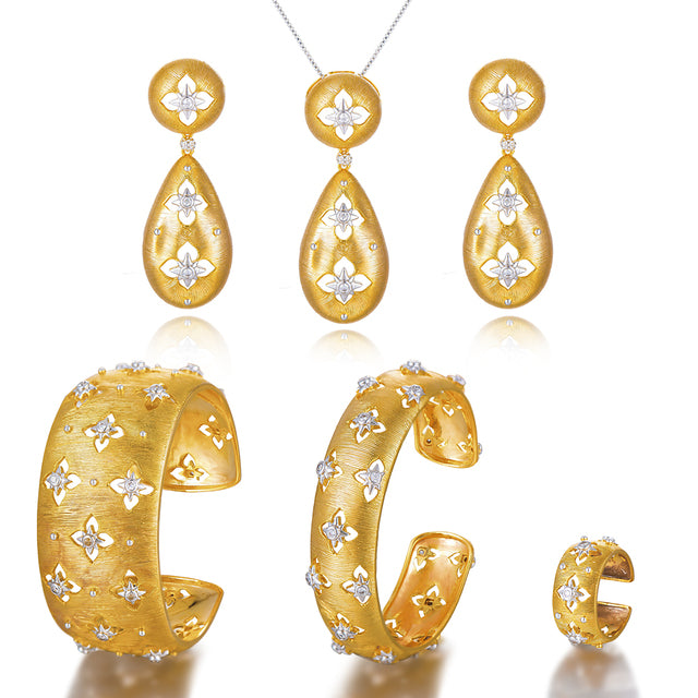 5pcs Waterdrop  Party Cubic Zircon High end Craft Dubai Bridal Jewelry Set