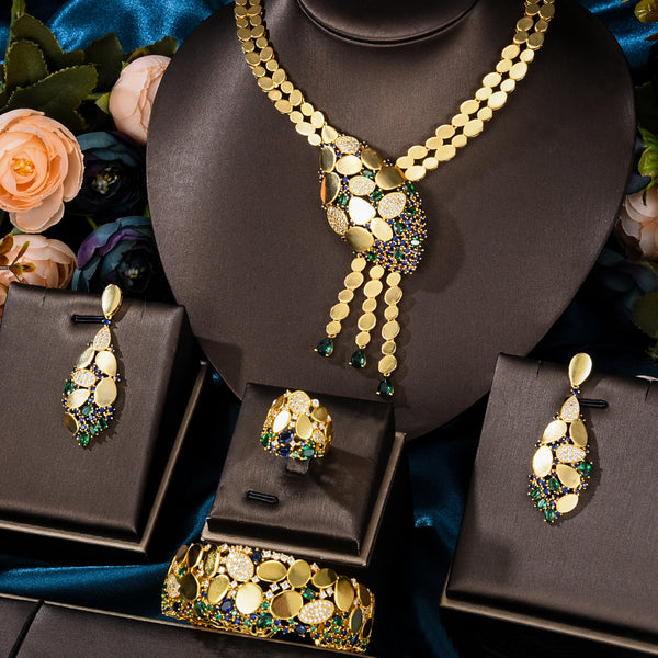 NEW Trendy 4PCS Luxury Tssels Drop Jewelry set For Women