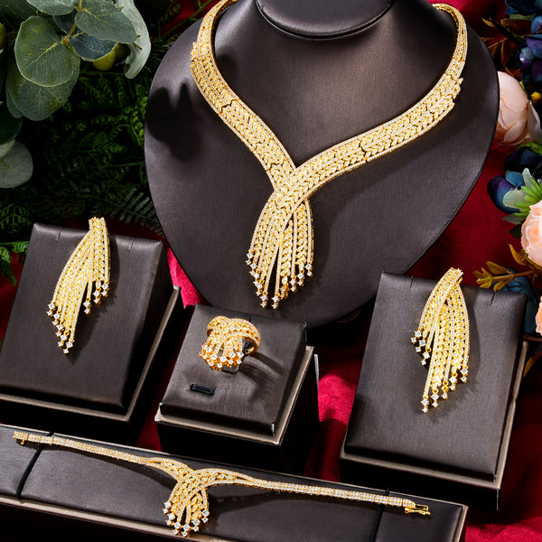 4PCS Luxury Wheat Design Nigerian Indian Jewelry Sets For Women