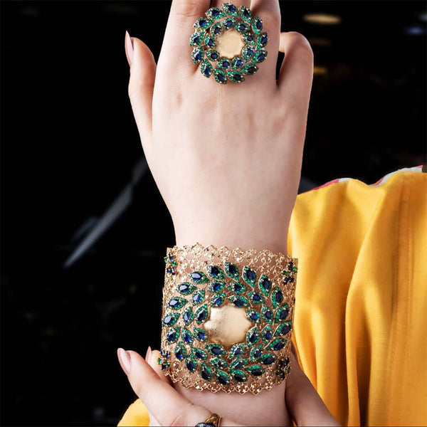 New Luxury Peacock 3PCS Bracelet Ring Earring Set For Women