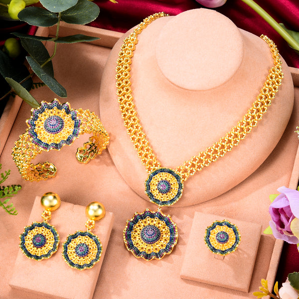 Trendy 4PCS Full Micro CZ Luxury African Jewelry Set For Women