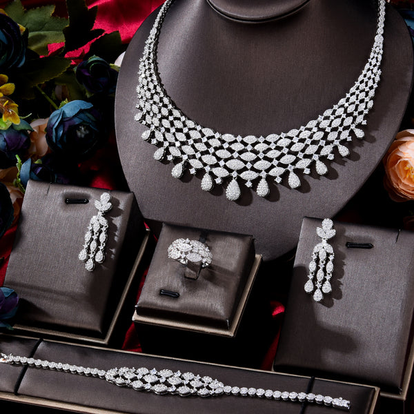 New Trendy 4PCS Full Micro CZ Luxury African Jewelry Set For Women
