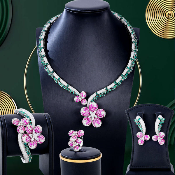 Trendy 4PCS Full Micro CZ Luxury African Jewelry Set For Women