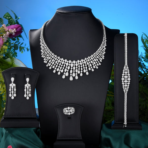 New Trendy 4PCS Full Micro CZ Luxury African Jewelry Set For Women