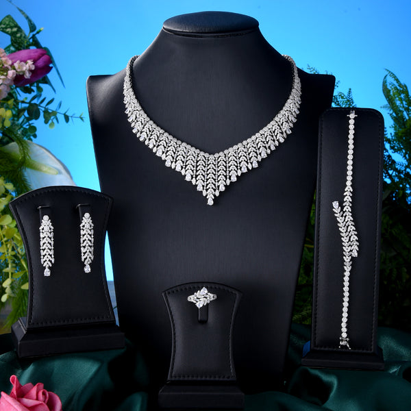 New Trendy 4PCS Full Micro CZ Luxury African Jewelry Set For Women