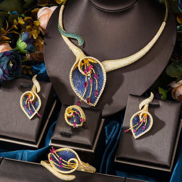 New Trendy 4PCS Full Micro CZ Luxury African Jewelry Set For Women