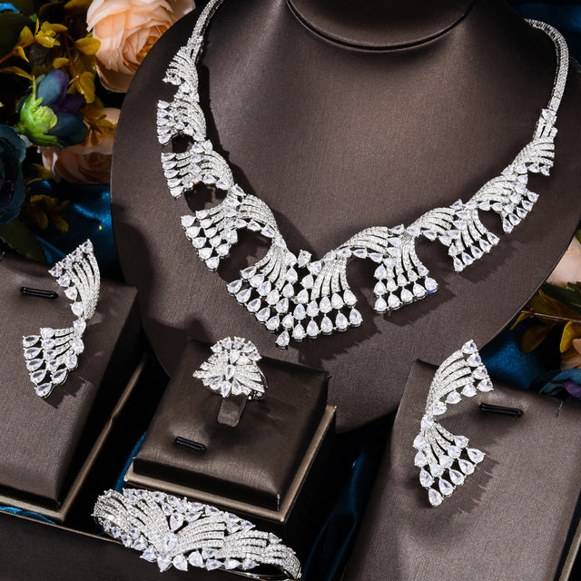 Trendy 4PCS Full Micro CZ Luxury Dubai Jewelry Set For Women