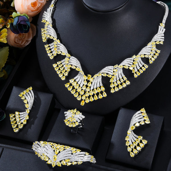 Trendy 4PCS Full Micro CZ Luxury Dubai Jewelry Set For Women