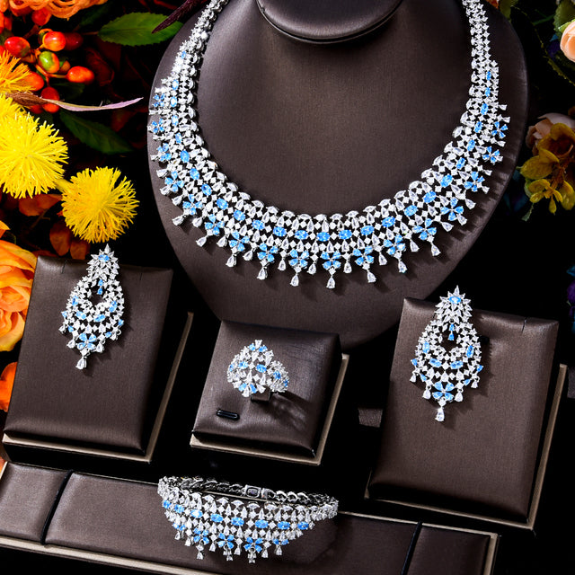 New Trendy Green Blue Mix UAE Jewelry Sets For Women