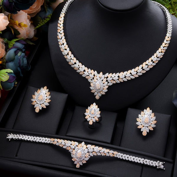 Trendy 4PCS Luxury Waterdrop Statement Jewelry set For Women