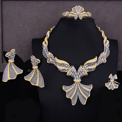 Trendy Luxury 4PCS Bowknot Nigeria Statement Jewelry Set