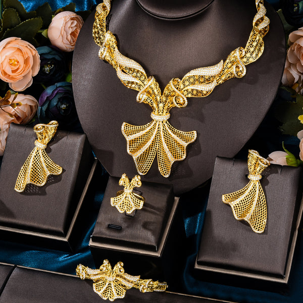 Trendy Luxury 4PCS Bowknot Nigeria Statement Jewelry Set For Women