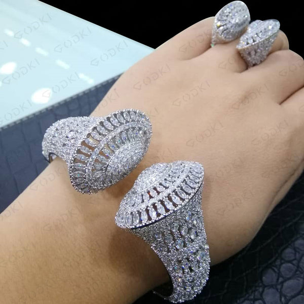 Trendy Luxury Disco BALL Stackable g AAA Cubic Zircon Dubai Bracelet Party Bangle Rings