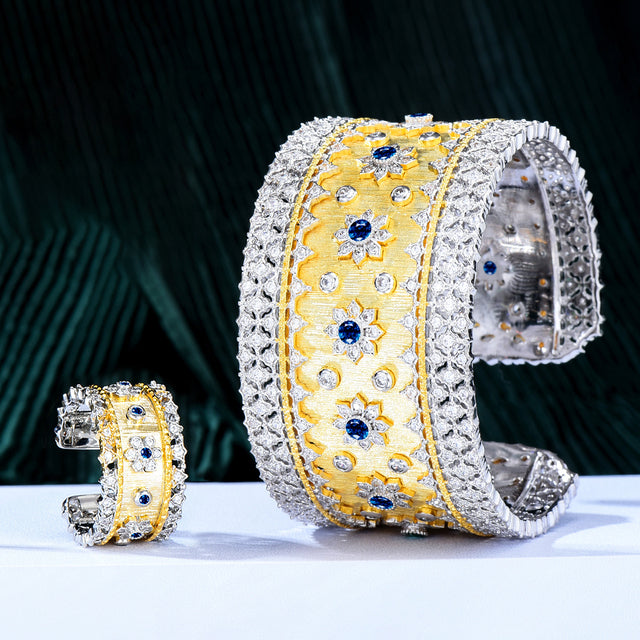 Vintage Royal 3PCS Green CZ Luxury Africa Jewelry Set For Women Wedding