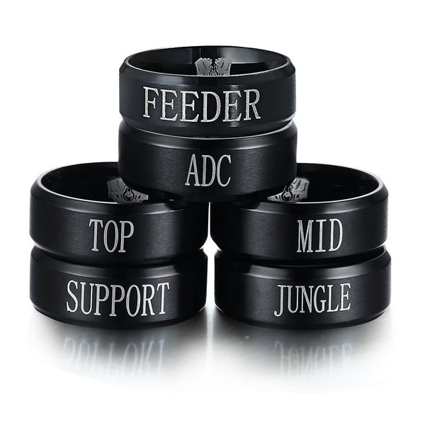 Anillo periférico para hombre y mujer, de acero inoxidable negro, LOL Ring
