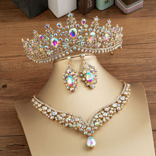 Hermosos y elegantes conjuntos de joyas nupciales de cristal con borlas clásicas