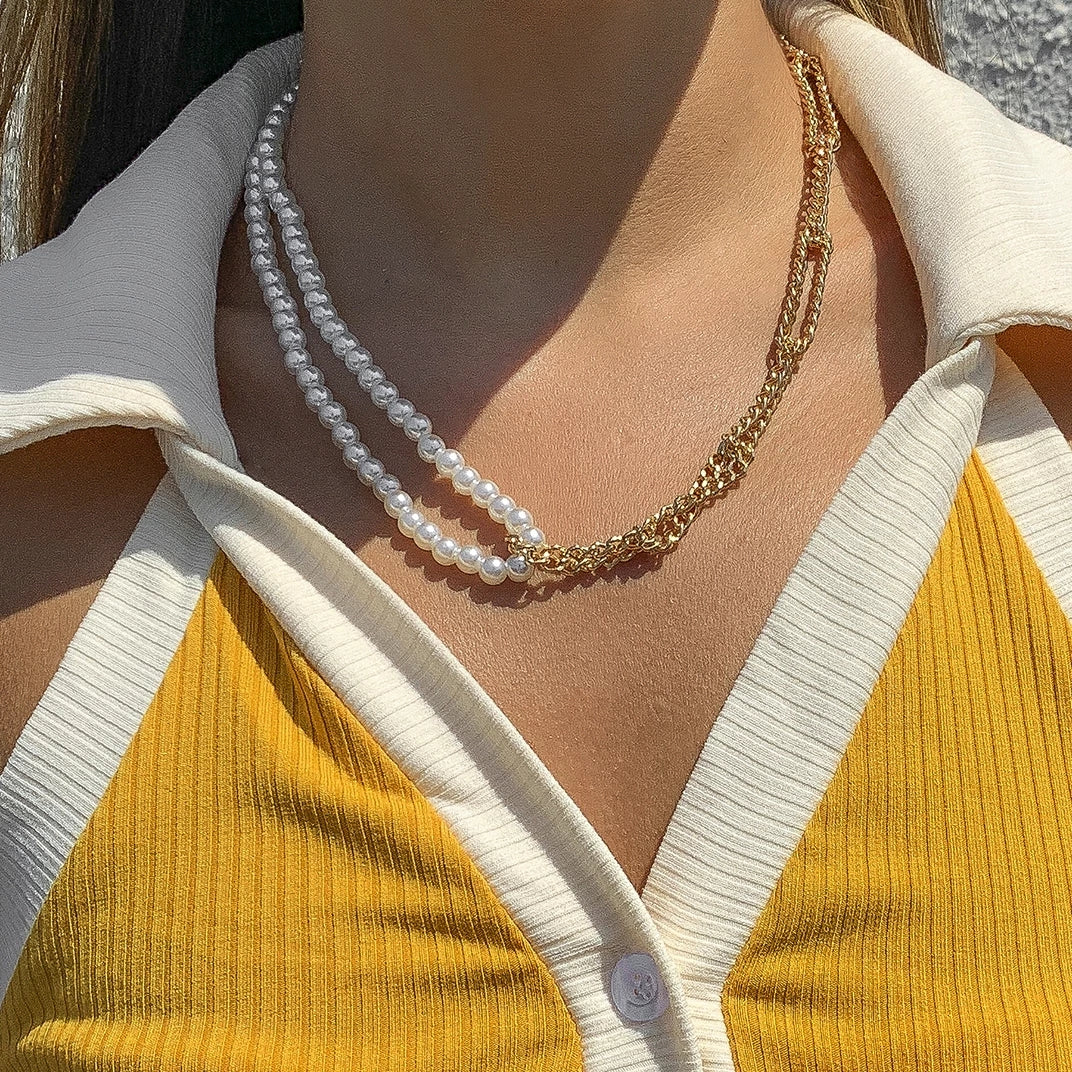 New Fashion Baroque Pearl Chain Necklace