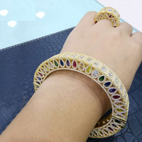 2PC African Bangle Ring Set Dubai Bridal Jewelry Sets For Women