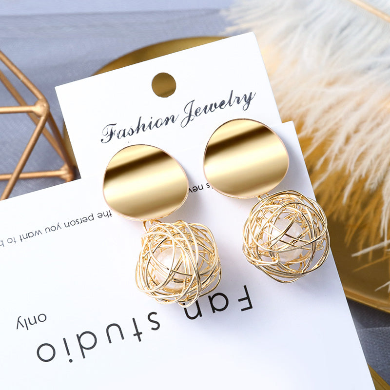 Women Statement Vintage Geometric Gold Dangle Drop Earrings