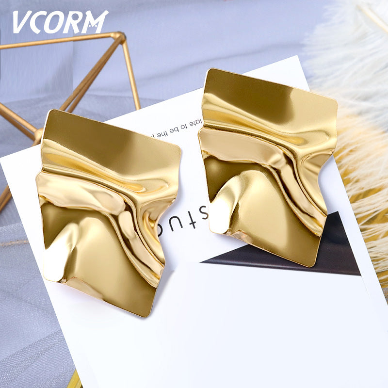 Women Statement Vintage Geometric Gold Dangle Drop Earrings
