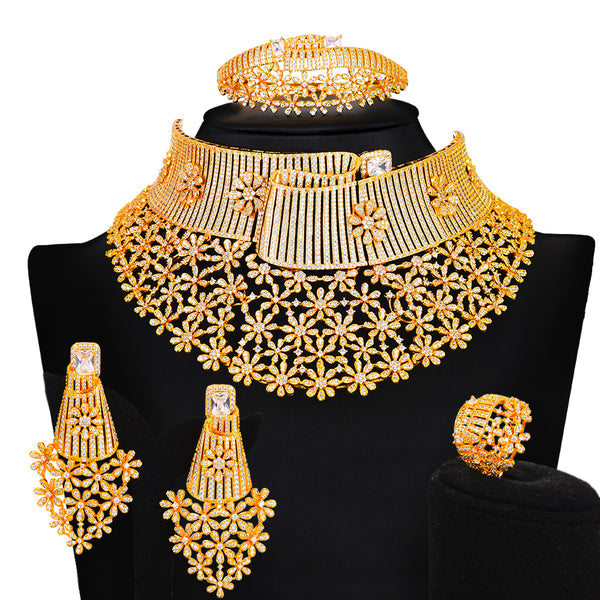 4PCS Luxury Big Chokers African Jewelry Set For Women