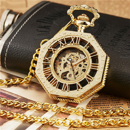 Luxury Unique Hexagonal Roman Number Pocket Watch