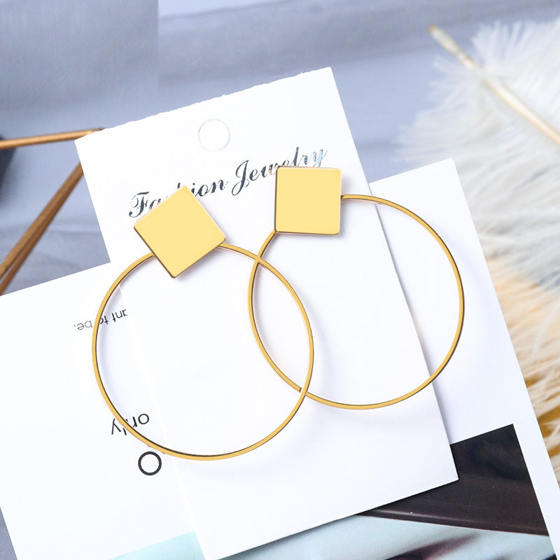 Women Statement Vintage Geometric Gold Dangle Drop Earrings