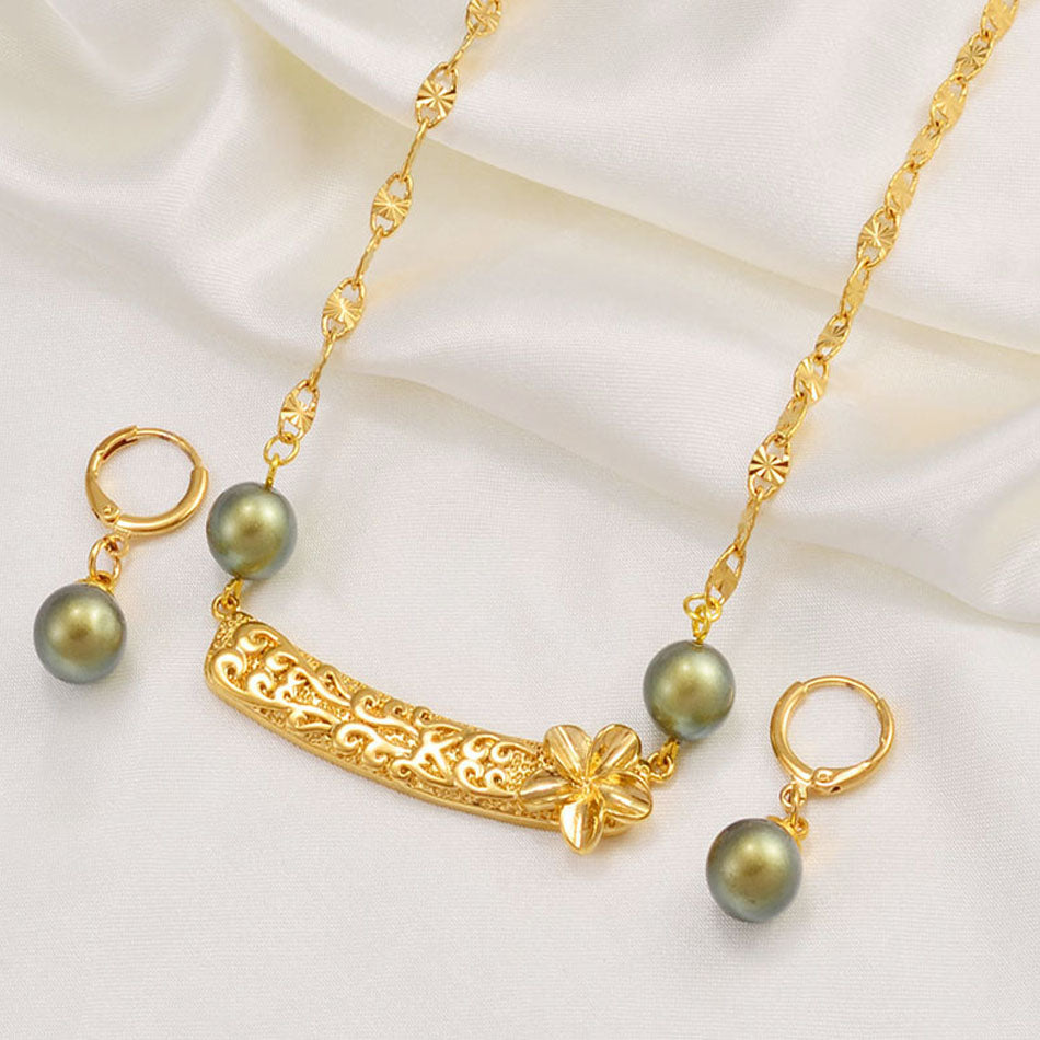 Hawaiian Pearl   Charm Pendant Necklaces Earrings Jewelry sets