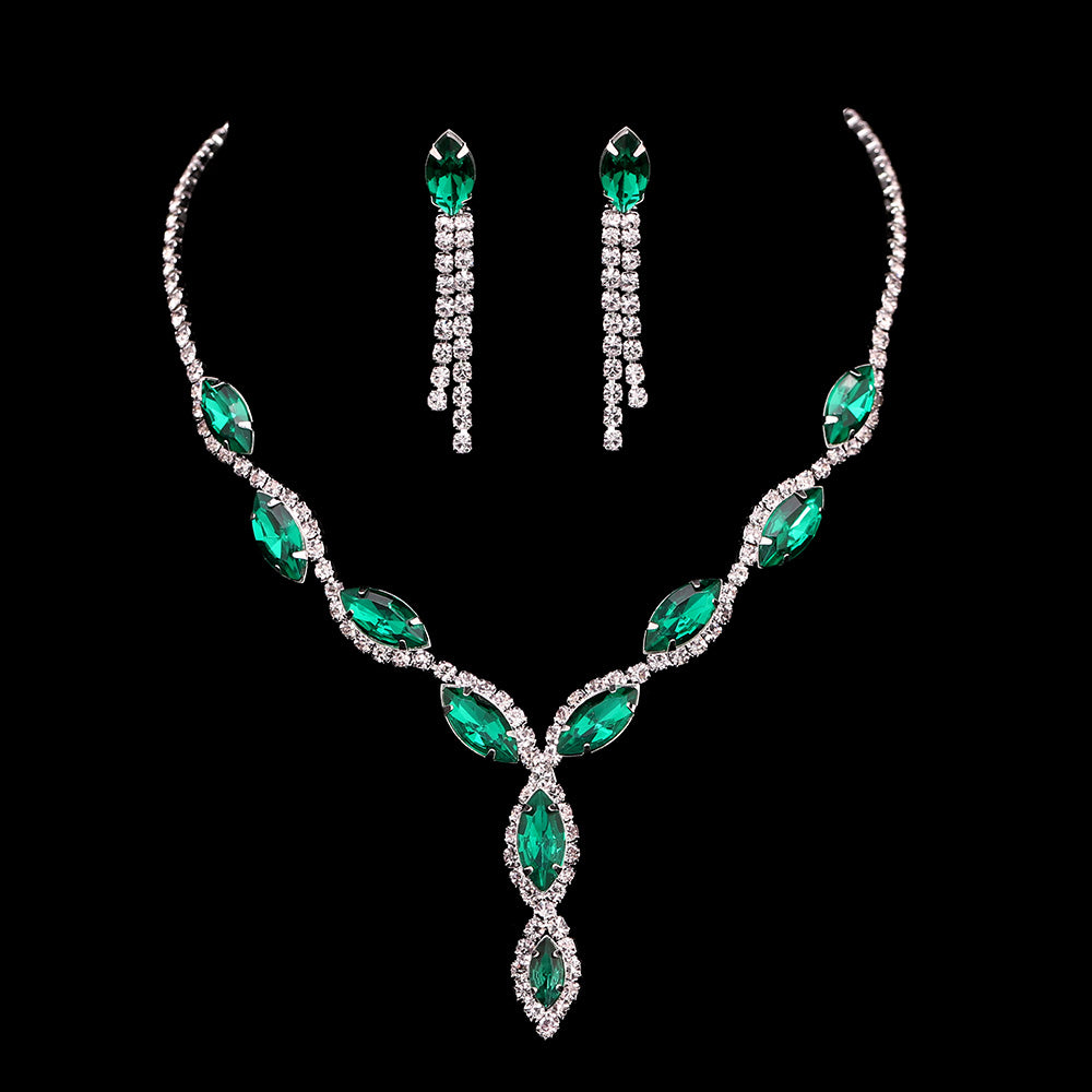 Fashion Pink Crystal Prom Wedding Jewelry Sets
