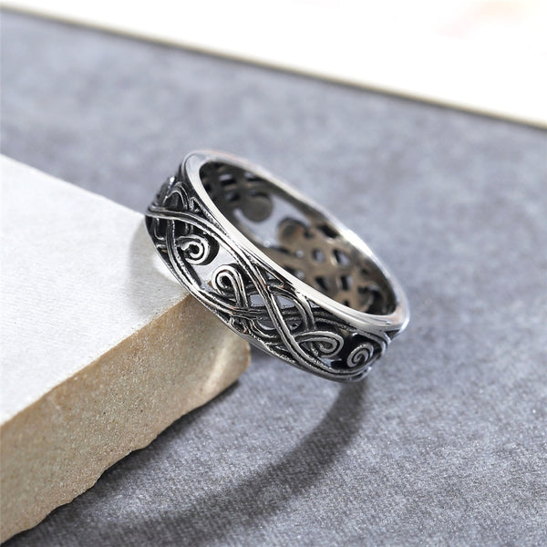 Anillo de acero inoxidable con nudo celta, estilo punk hip hop, para hombre y mujer.