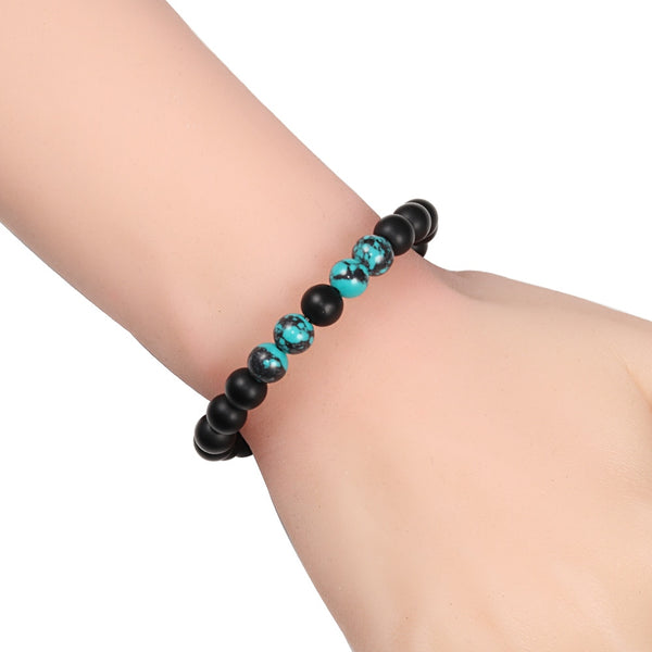 Pulseras de distancia para parejas, piedra natural, pino azul, piedra de lava, pulseras tejidas con cuentas Yin Yang
