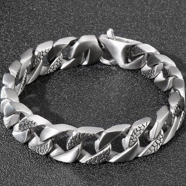 Pulsera de acero inoxidable 316L para hombre, cadena de 15 mm, titanio.