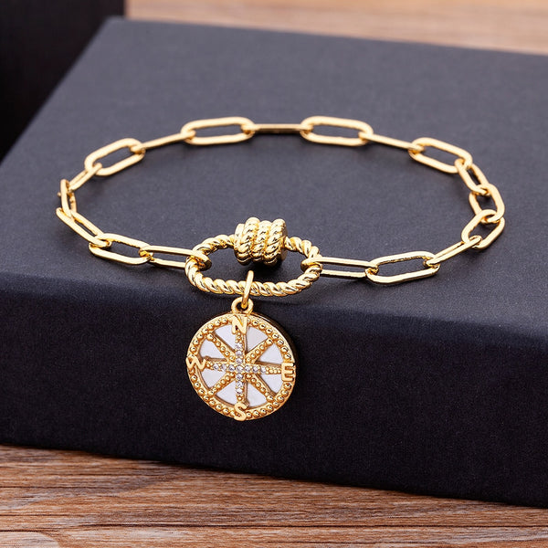 Brazalete clásico de cadena cubana con varias formas para mujer