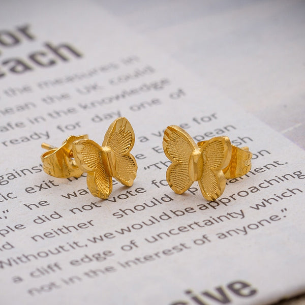 small butterfly Ethnic Gold Color Round earrings for women
