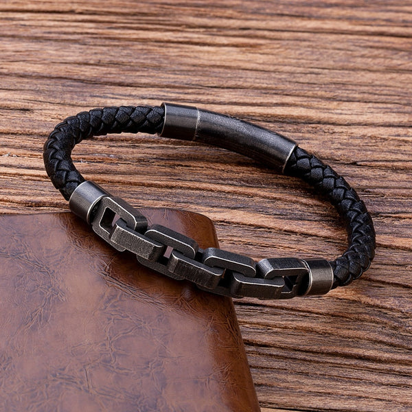 Pulsera de cadena de bicicleta de acero inoxidable estilo punk vintage para hombre