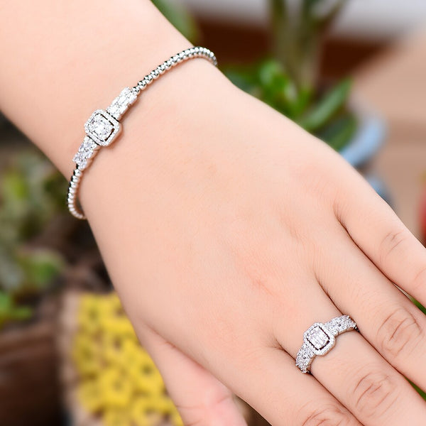 Luxury Icedout BALL BEADS Bangle Ring Set Dubai Bridal Jewelry Set