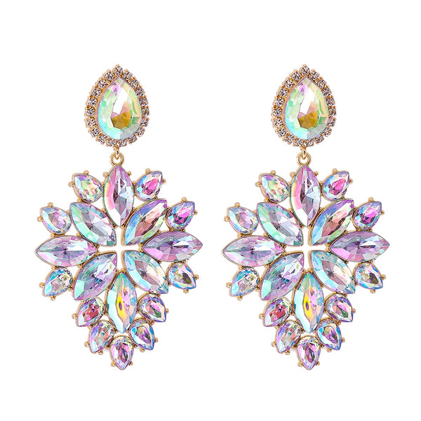 Nuevos pendientes colgantes de diamantes de imitación de colores de alta calidad con cristales llamativos para mujer