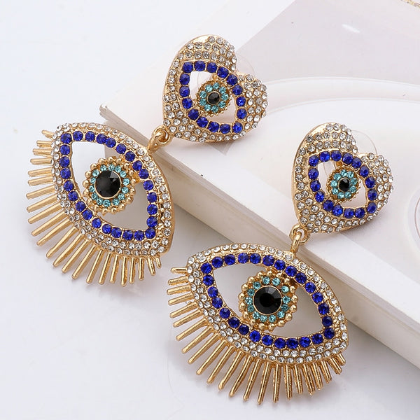 New Luxury Crystal Evil Eyes Drop Dangle Earrings