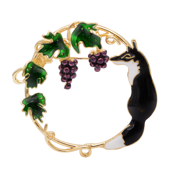 Red Fox Brooches Grapes Enamel Pin Women And Men Unisex Brooch
