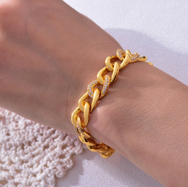 Fashion Wedding Bracelet Charm AAA Cubic White Zircon Gold Color Africa Jewelry Bracelets