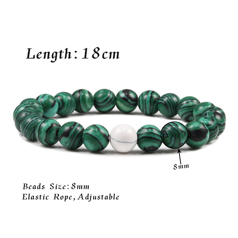 Couple Distance Natural Stone Braided Bracelets Green Malachite Bracelet For Women Men