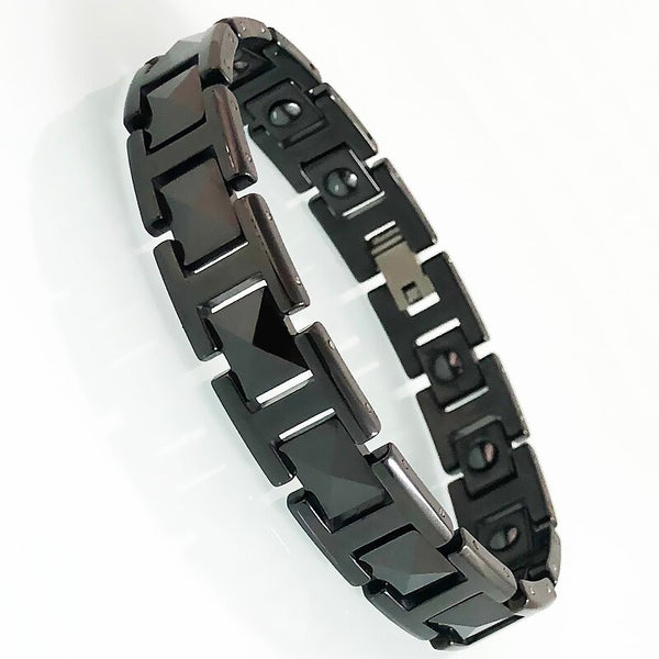 Pulsera de cerámica negra para hombre, pulsera de terapia biomagnética para el cuidado de la salud y la energía, pulseras para mujer