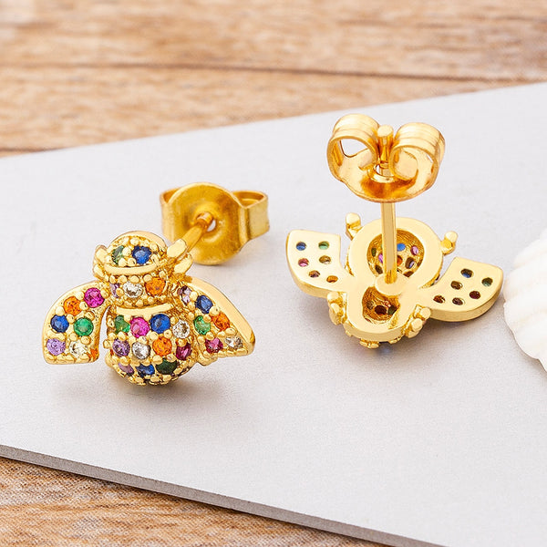Pendientes de botón con forma de abeja para mujer, 11 estilos, bonitos y elegantes.