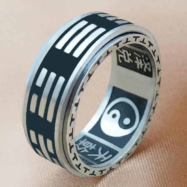 Vintage Chinese Tai Chi Kung Fu Men's Taoism Mantra Fidget Anti-stress Spinner Rings