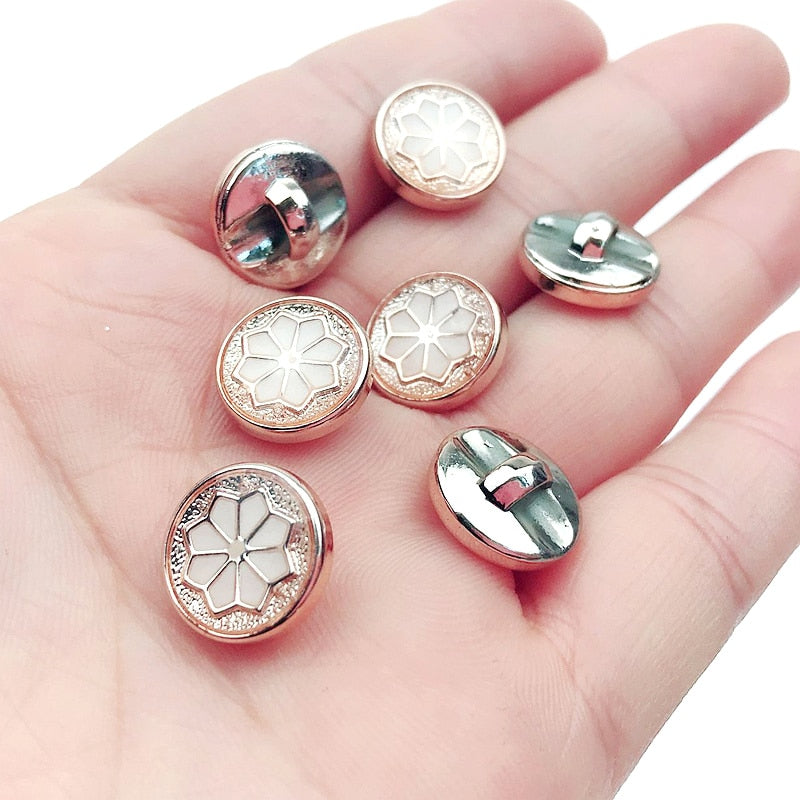 50/100pcs 12mm Round Dripping Oil Shank Plating Buttons  DIY  Accessories Shirt Buttons
