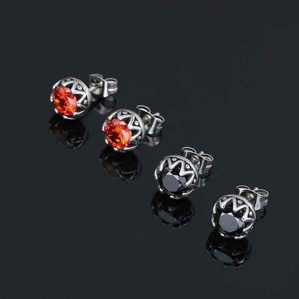 Pendientes de piedra negra y roja con dije de hip hop punk para hombres y mujeres